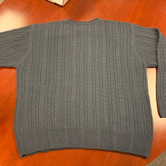 Alex Cannon Italian Wool & Acrylic Slate Blue Cable Knit Sweater sz XL EUC - Picture 4 of 4